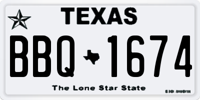 TX license plate BBQ1674