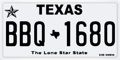 TX license plate BBQ1680