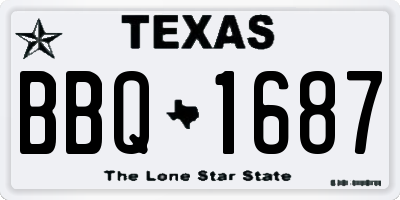 TX license plate BBQ1687