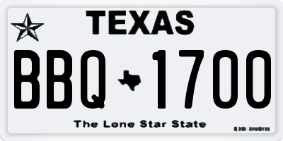 TX license plate BBQ1700