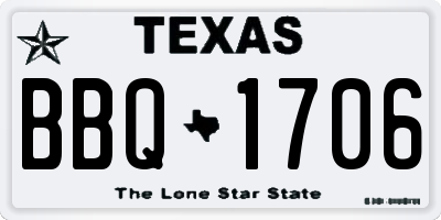 TX license plate BBQ1706