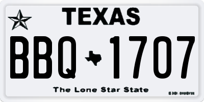 TX license plate BBQ1707