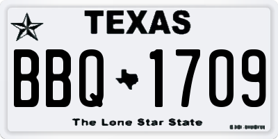 TX license plate BBQ1709