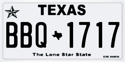 TX license plate BBQ1717