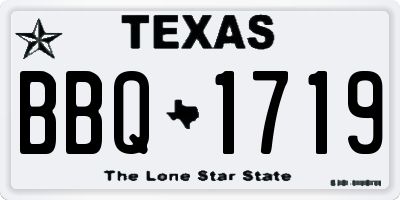 TX license plate BBQ1719