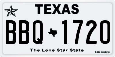 TX license plate BBQ1720