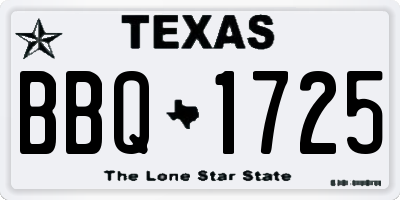 TX license plate BBQ1725