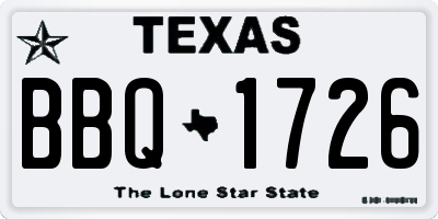 TX license plate BBQ1726