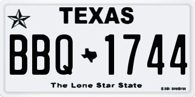 TX license plate BBQ1744
