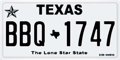 TX license plate BBQ1747