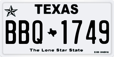 TX license plate BBQ1749