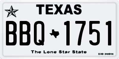 TX license plate BBQ1751