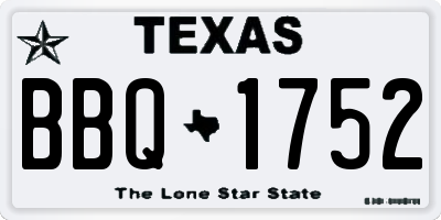 TX license plate BBQ1752