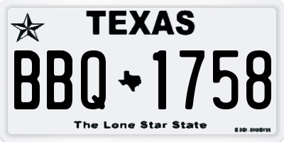 TX license plate BBQ1758