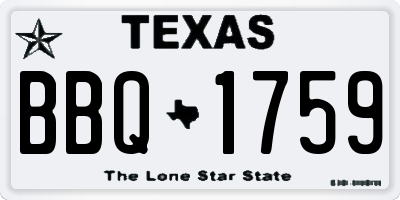TX license plate BBQ1759