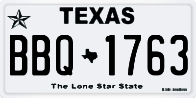TX license plate BBQ1763