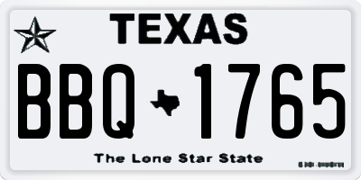 TX license plate BBQ1765