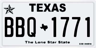 TX license plate BBQ1771