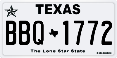 TX license plate BBQ1772