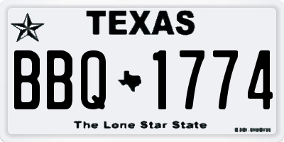 TX license plate BBQ1774