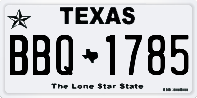 TX license plate BBQ1785