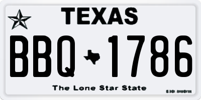 TX license plate BBQ1786