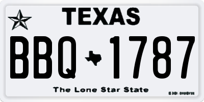 TX license plate BBQ1787