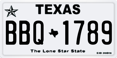 TX license plate BBQ1789