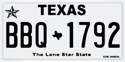 TX license plate BBQ1792