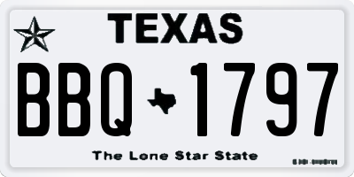 TX license plate BBQ1797