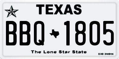 TX license plate BBQ1805