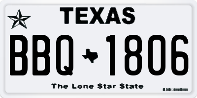 TX license plate BBQ1806