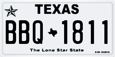 TX license plate BBQ1811