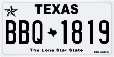 TX license plate BBQ1819