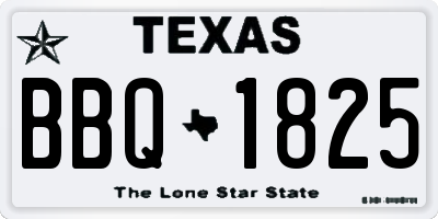 TX license plate BBQ1825