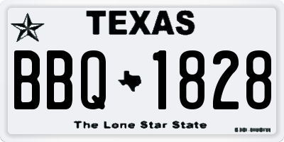 TX license plate BBQ1828