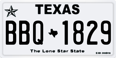 TX license plate BBQ1829