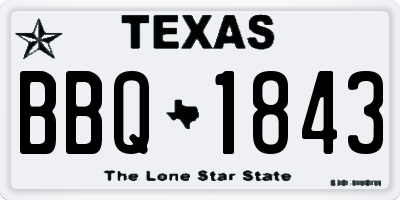 TX license plate BBQ1843