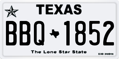 TX license plate BBQ1852