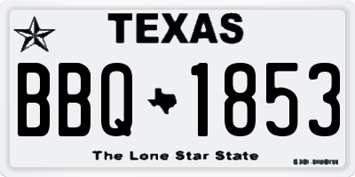 TX license plate BBQ1853