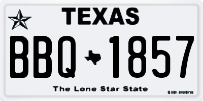 TX license plate BBQ1857