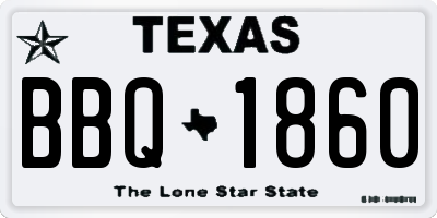 TX license plate BBQ1860