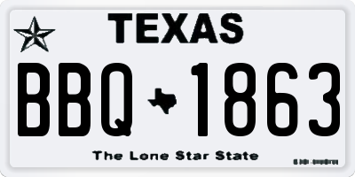 TX license plate BBQ1863