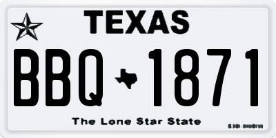 TX license plate BBQ1871