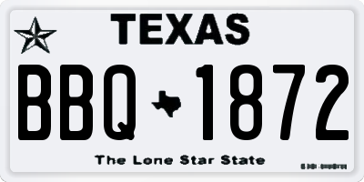 TX license plate BBQ1872