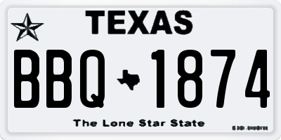 TX license plate BBQ1874