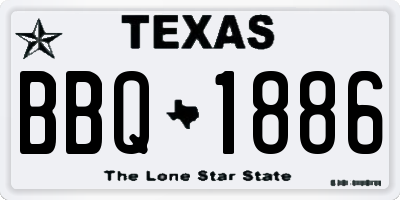 TX license plate BBQ1886