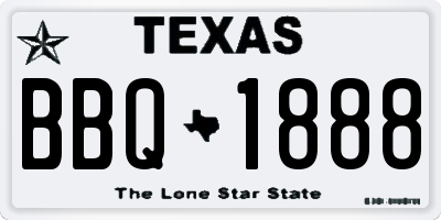 TX license plate BBQ1888