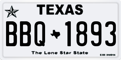 TX license plate BBQ1893