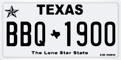 TX license plate BBQ1900